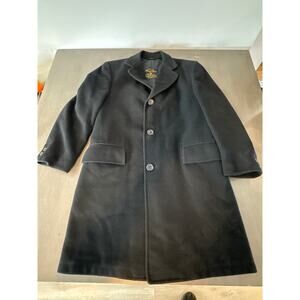 Hughes Hatcher Mens Overcoat 100% Pure Mongolian Cashmere 3 Button Black